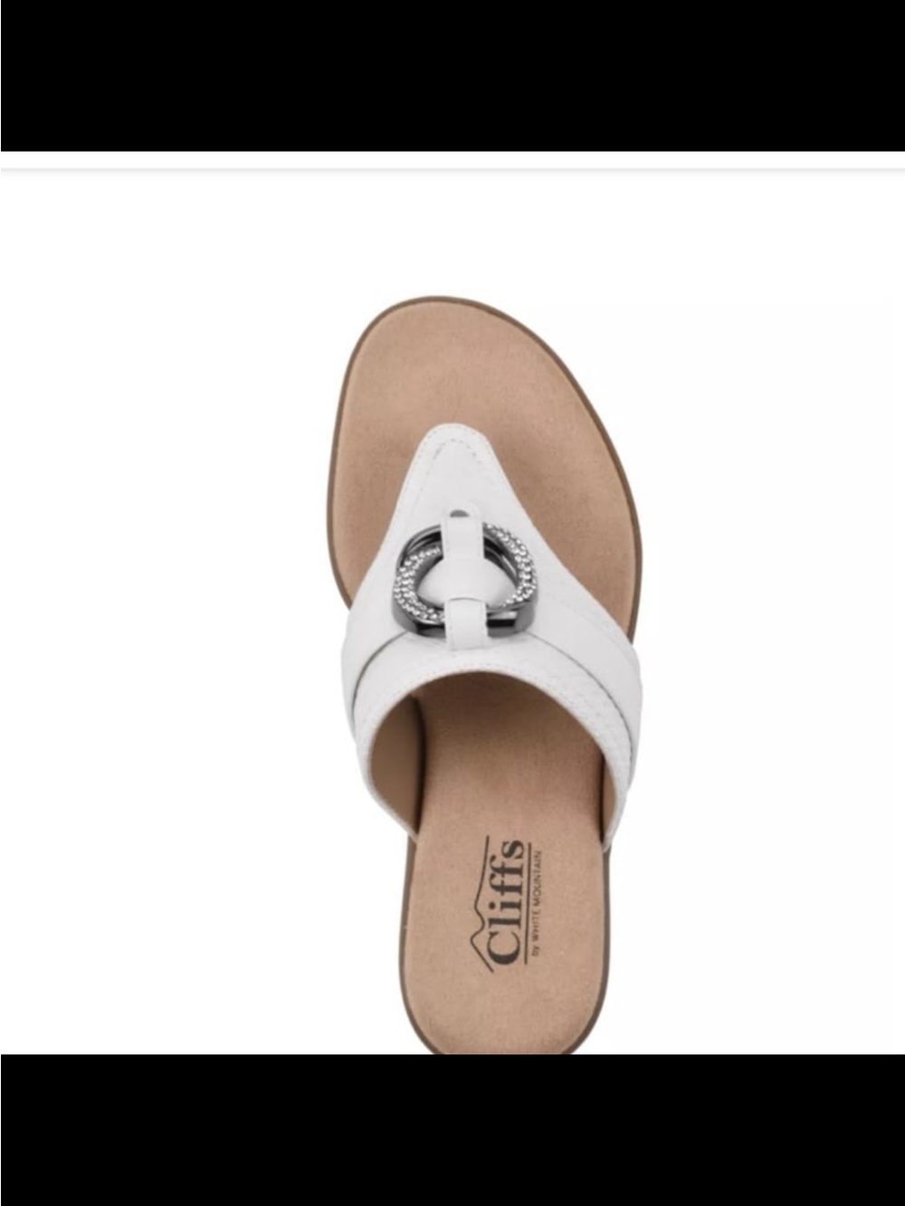Macys White Leatherette Toe-Post Sandals with Decorative Ring Brand Cliff size 7 - Picture 11 of 13